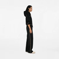Check Trim Cotton Blend Zip Hoodie in Black - Women | Burberry® Official