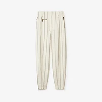 Striped Silk Blend Tailored Trousers in Cream/black - Women | Burberry® Official