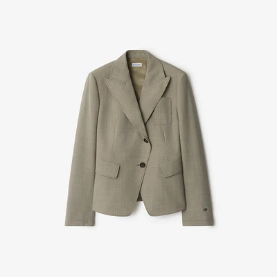 Wool Tailored Jacket in Olive drab - Women | Burberry® Official