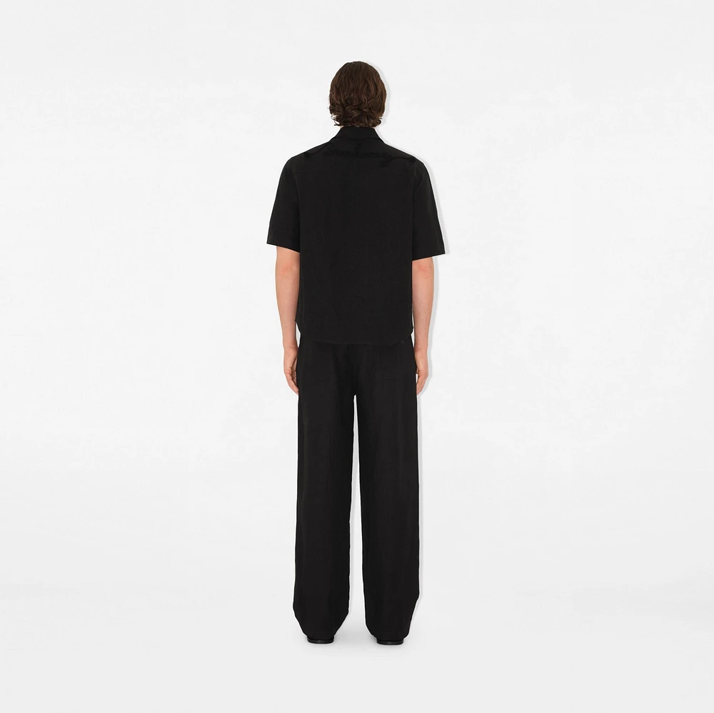 Linen Trousers in Black - Men | Burberry® Official