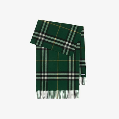 Wide Check Cashmere Scarf in Dark fern green | Burberry® Official