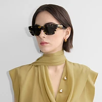 Inlaid Check Cat-eye Sunglasses​ in Bright tortoiseshell - Women | Burberry® Official