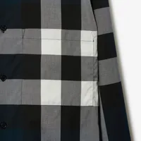 Slim Fit Check Cotton Shirt in Navy
