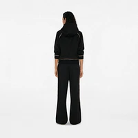 Check Trim Cotton Blend Zip Hoodie in Black - Women | Burberry® Official