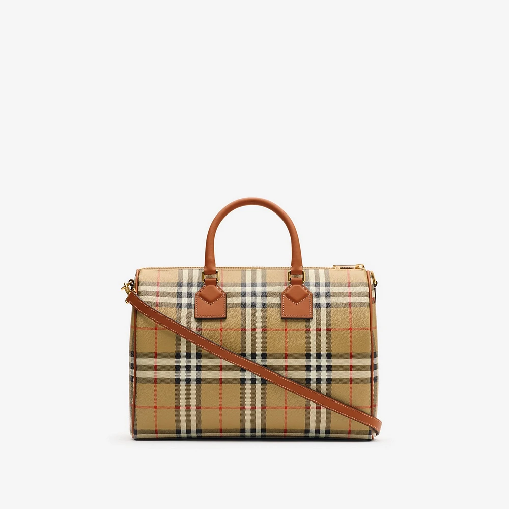 Medium Check Bowling Bag in Archive beige/briar brown - Women | Burberry® Official