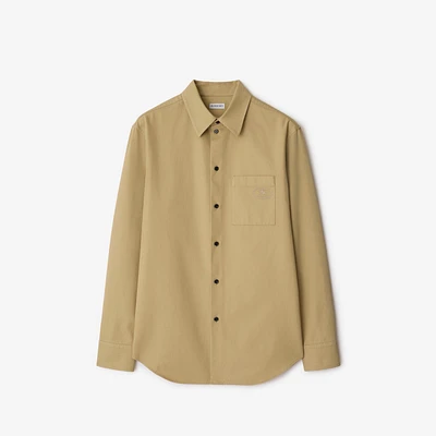 Relaxed Fit Gabardine Overshirt in Hamper beige - Men | Burberry® Official