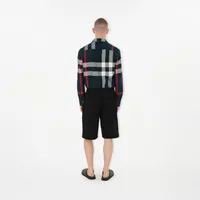 Slim Fit Check Cotton Shirt in Navy