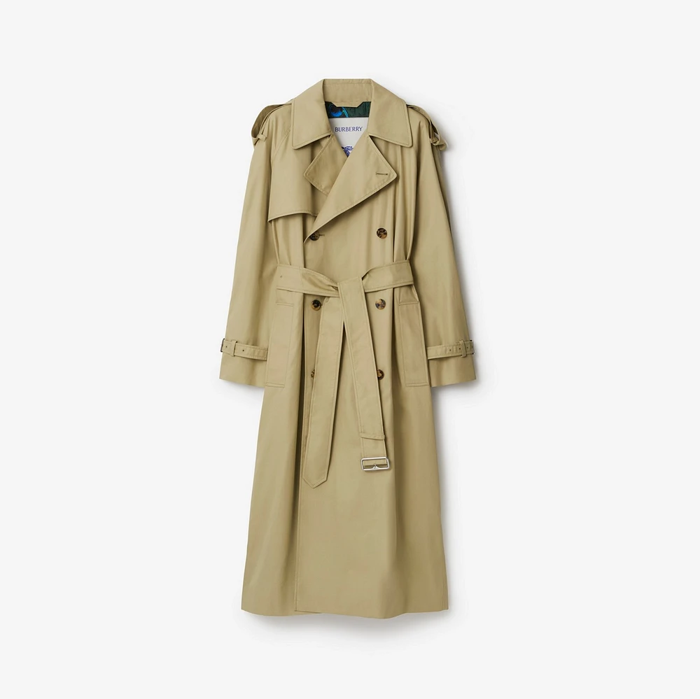 Long Highgrove Castleford Trench Coat in Hunter - Women, Cotton Gabardine | Burberry® Official