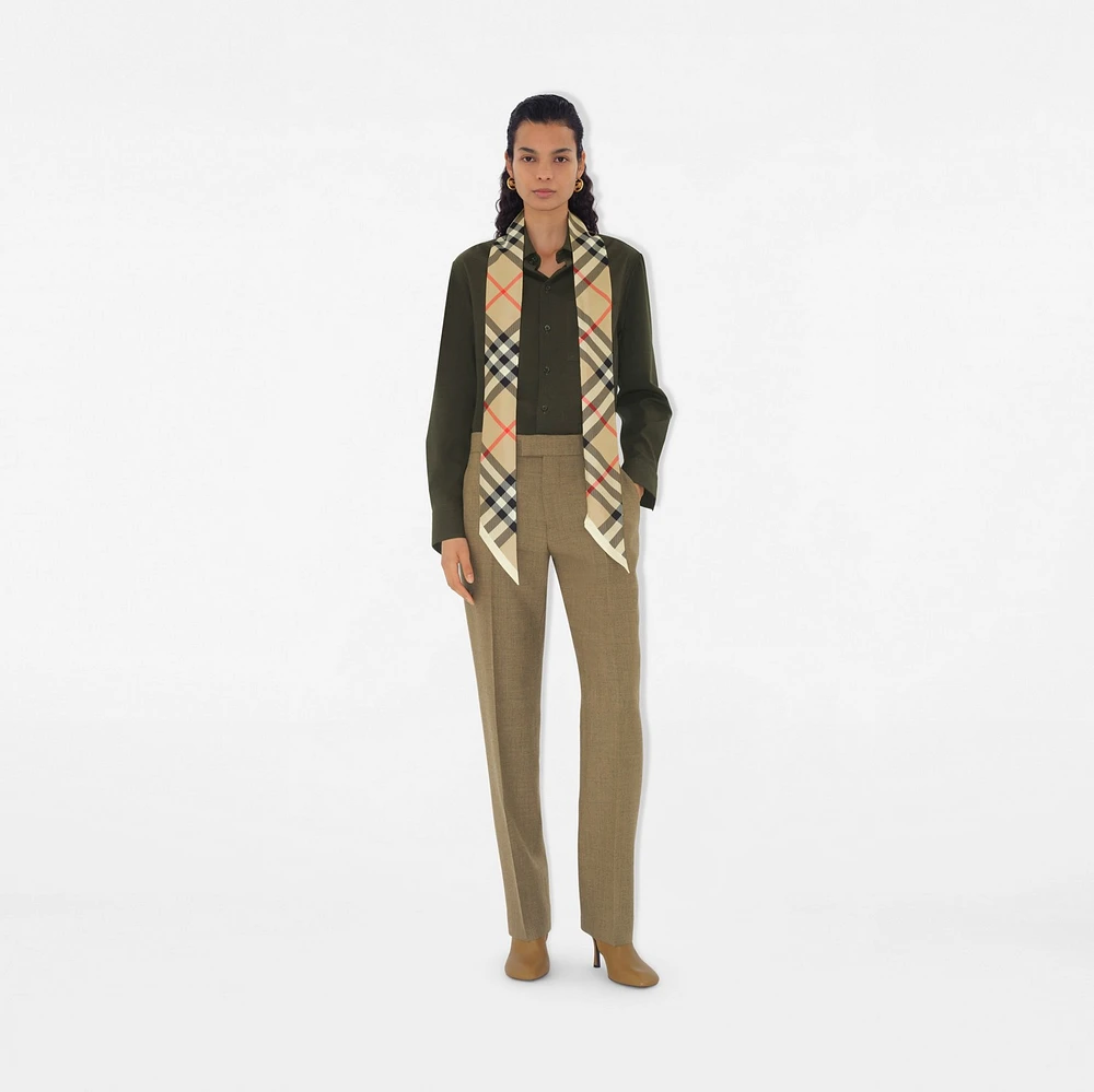 Skinny Check Silk Scarf in Archive beige | Burberry® Official