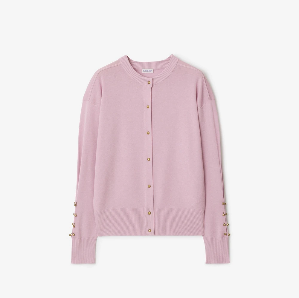 B Crest Wool Cardigan in Dawn - Women, Silk | Burberry® Official