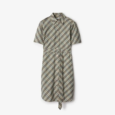 Check Cotton Shirt Dress in Husk - Women | Burberry® Official