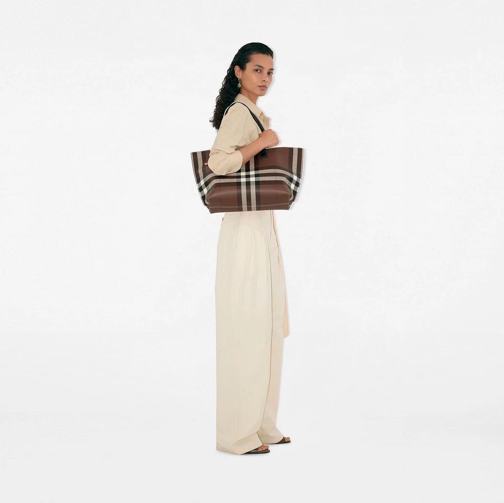 Medium Check Tote in Dark birch brown - Women | Burberry® Official