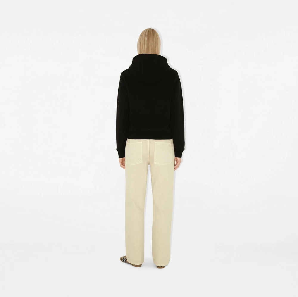 Check Label Cotton Zip Hoodie in Black - Women | Burberry® Official