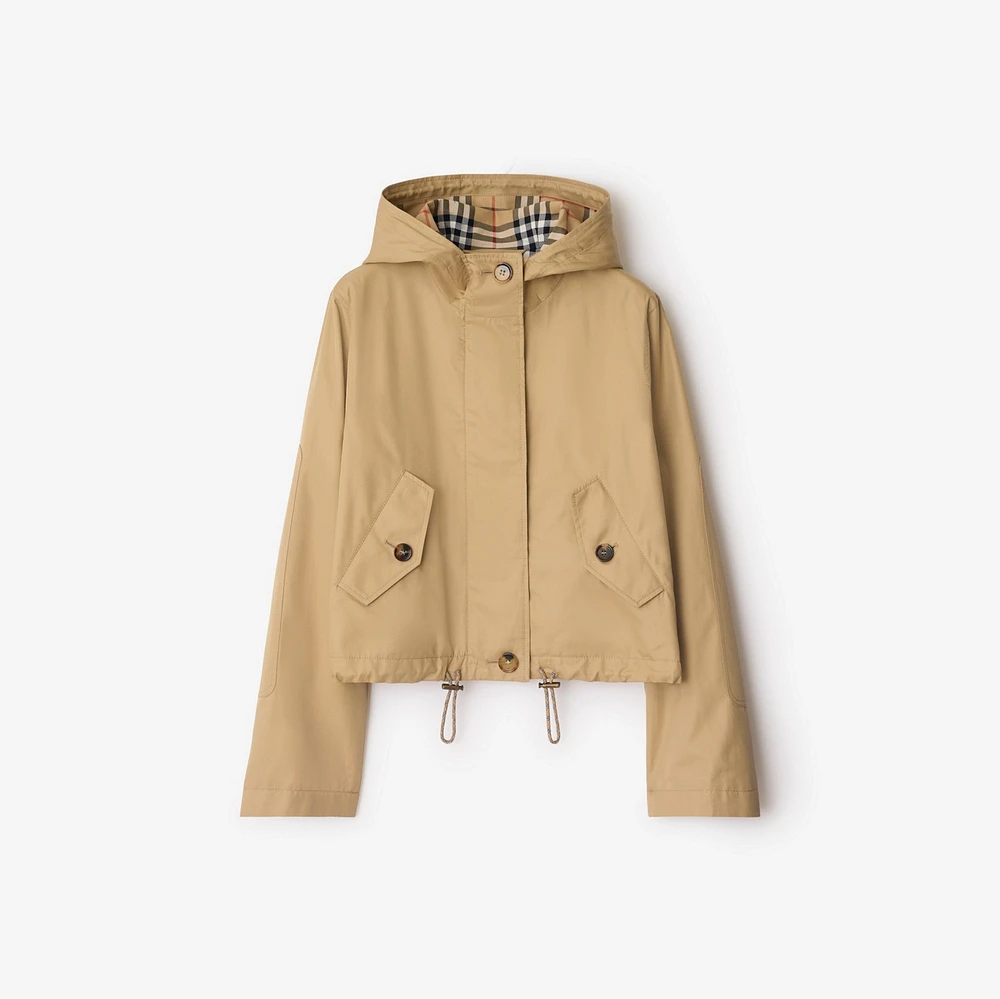 Short Gabardine Parka in Flax - Women, Cotton | Burberry® Official