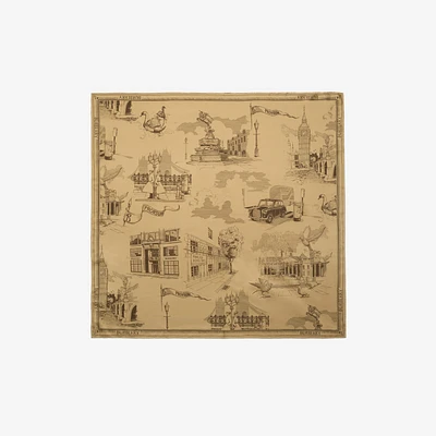 London Landmarks Silk Scarf in Sand | Burberry® Official