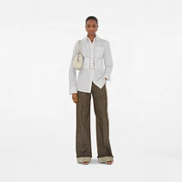 Regular Fit Striped Cotton Shirt in String/coal - Women | Burberry® Official
