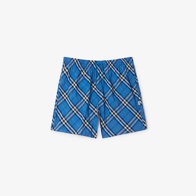 Check Swim Shorts in Hyacinth blue - Men | Burberry® Official
