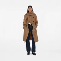 Long Gabardine Scarf Trench Coat in Warm cocoa - Women, Cotton | Burberry® Official