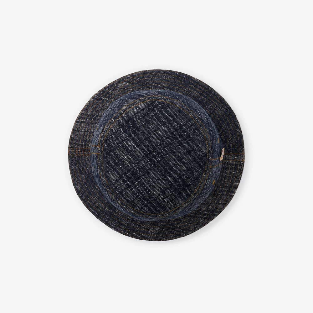 Check Denim Bucket Hat in Indigo - Men | Burberry® Official
