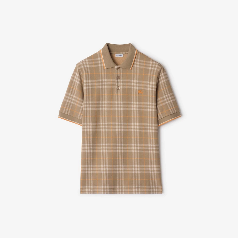 Check Cotton Polo Shirt in Broom brown - Men | Burberry® Official