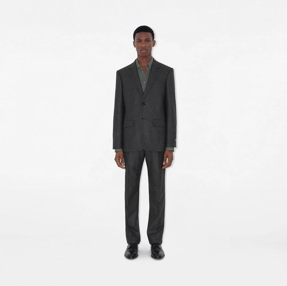 Check Wool Cashmere Tailored Trousers in Loden/highland green - Men | Burberry® Official