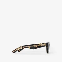 Inlaid Check Cat-eye Sunglasses​ in Bright tortoiseshell - Women | Burberry® Official