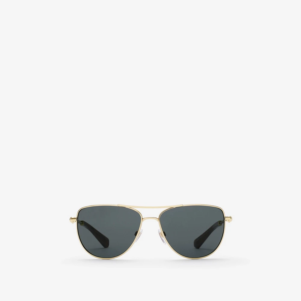 Metal Logo Square Sunglasses in Shiny gold | Burberry® Official