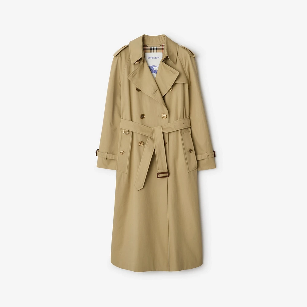 Long Gabardine Waterloo Trench Coat in Hamper - Women, Cotton | Burberry® Official