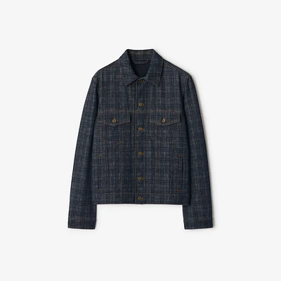 Check Denim Jacket in Indigo blue - Men | Burberry® Official
