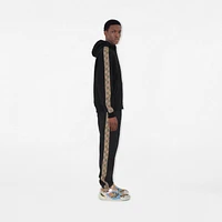 Check Trim Cotton Zip Hoodie in Black - Men | Burberry® Official
