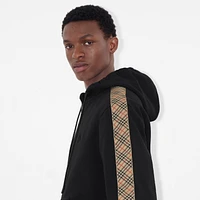 Check Trim Cotton Zip Hoodie in Black - Men | Burberry® Official