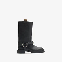 Leather Soft Saddle Low Boots​ in Black - Women | Burberry® Official