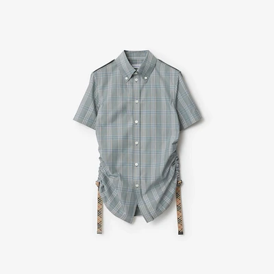 Slim Fit Check Cotton Shirt in Drizzle - Women | Burberry® Official
