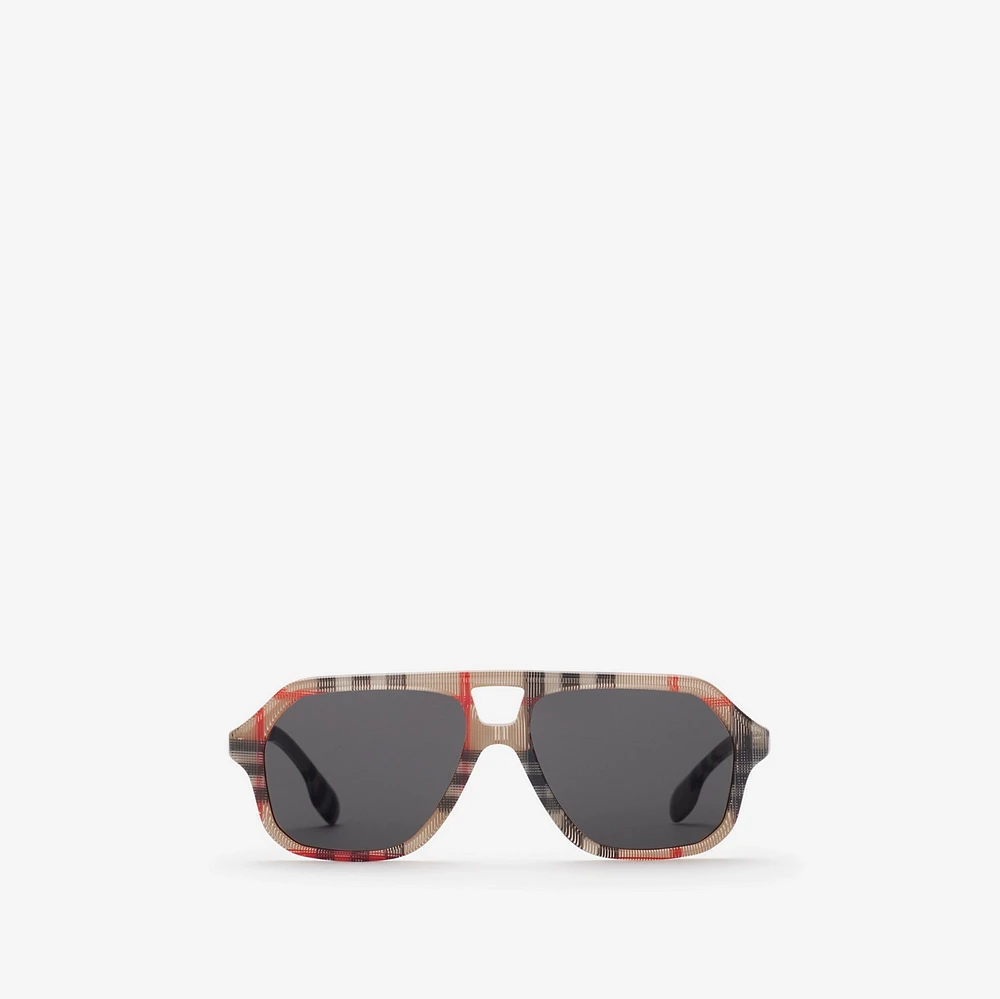 Check Pilot Sunglasses in Antique yellow - Children | Burberry® Official