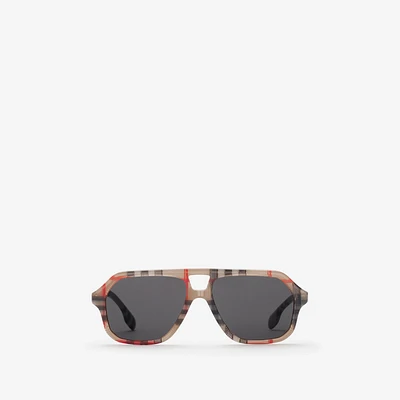 Check Pilot Sunglasses in Antique yellow - Children | Burberry® Official
