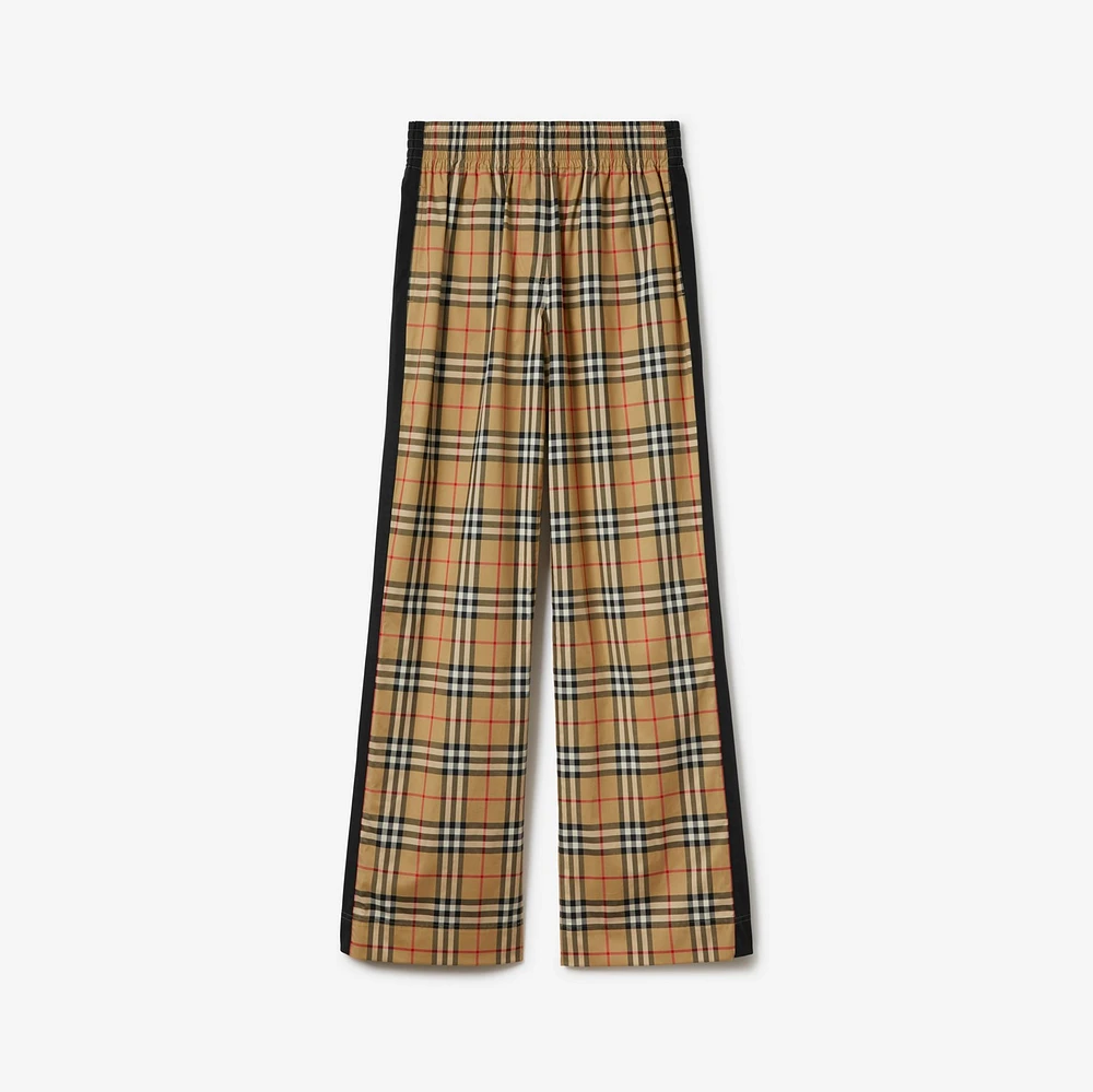Check Cotton Trousers in Archive beige - Women | Burberry® Official