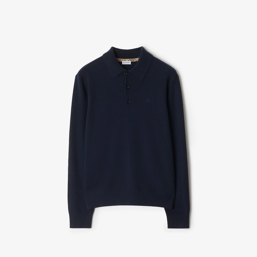 Long-sleeve Cashmere Blend Polo Shirt in Navy - Men | Burberry® Official