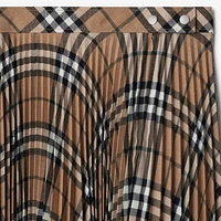 Pleated Check Wool Blend Skirt in Linden - Women, Nylon | Burberry® Official