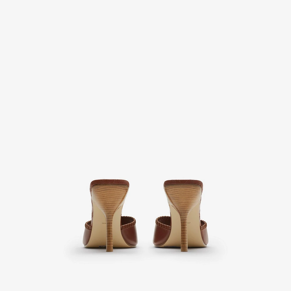 Leather Cabana Mules in Chestnut - Women | Burberry® Official