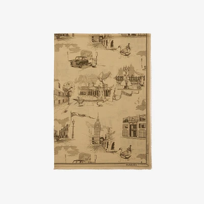 London Landmarks Wool Silk Scarf | Burberry® Official