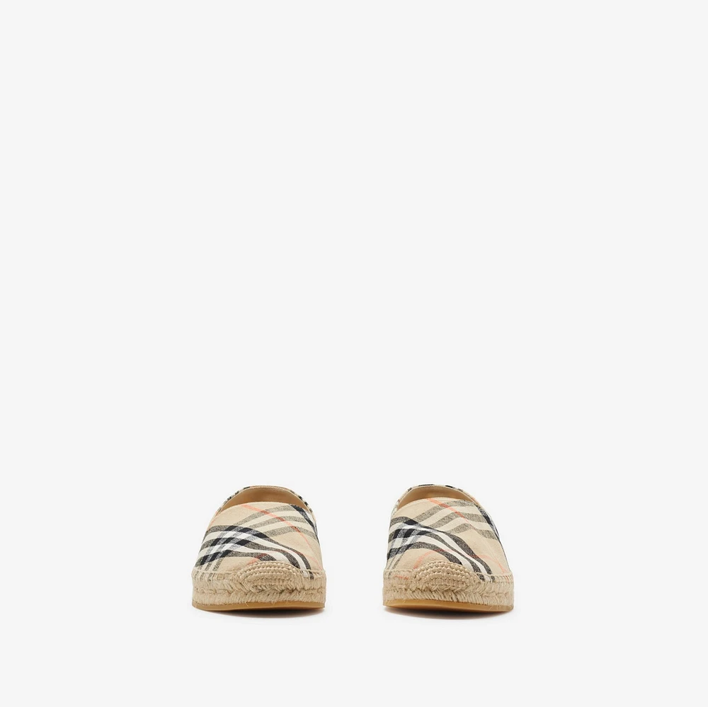 Check Mews Espadrilles​ in Sand - Women, Linen | Burberry® Official