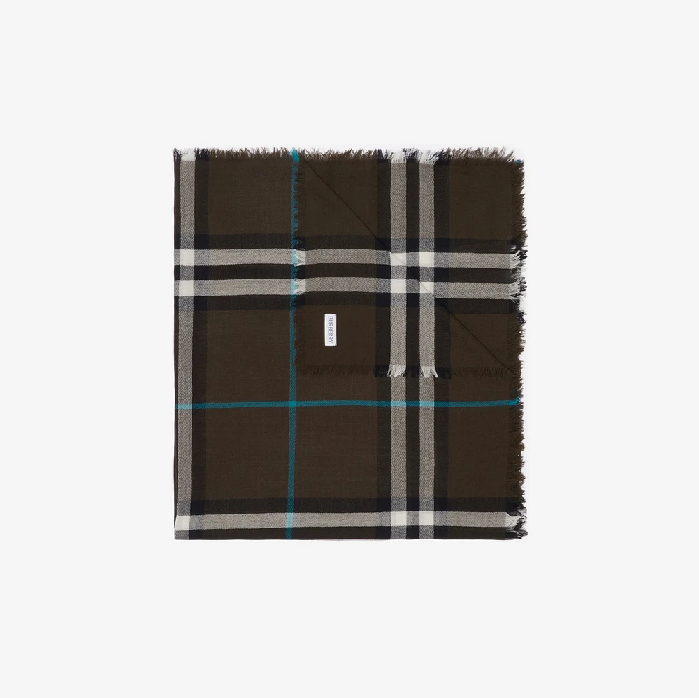 Wide Check Wool Scarf in Snug | Burberry® Official