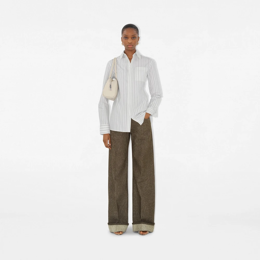 Regular Fit Striped Cotton Shirt in String/coal - Women | Burberry® Official