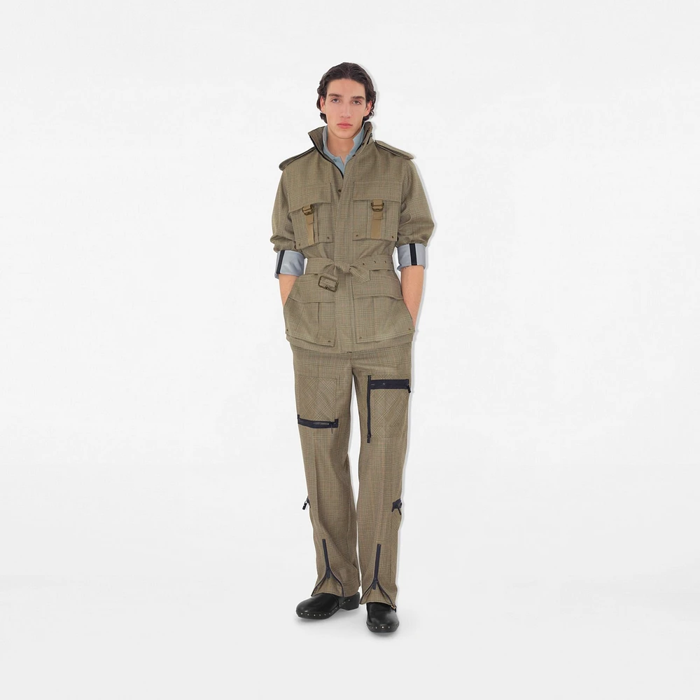 Check Wool Trousers in Loch/bliss - Men | Burberry® Official