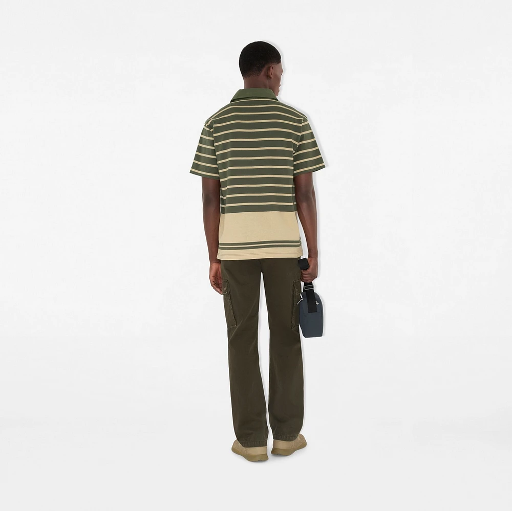 Striped Cotton Polo Shirt in Yew green - Men | Burberry® Official