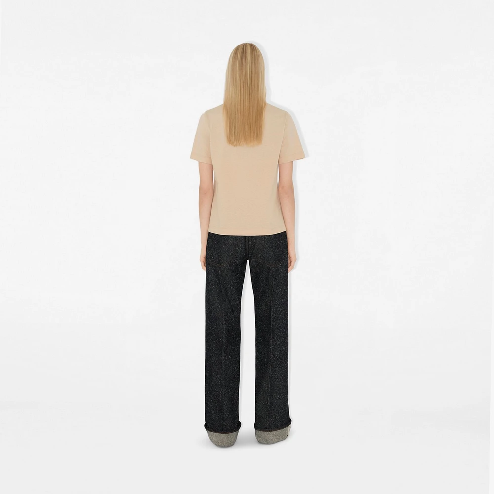 Check Label Cotton T-shirt in Teacup - Women | Burberry® Official