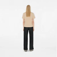 Check Label Cotton T-shirt in Teacup - Women | Burberry® Official