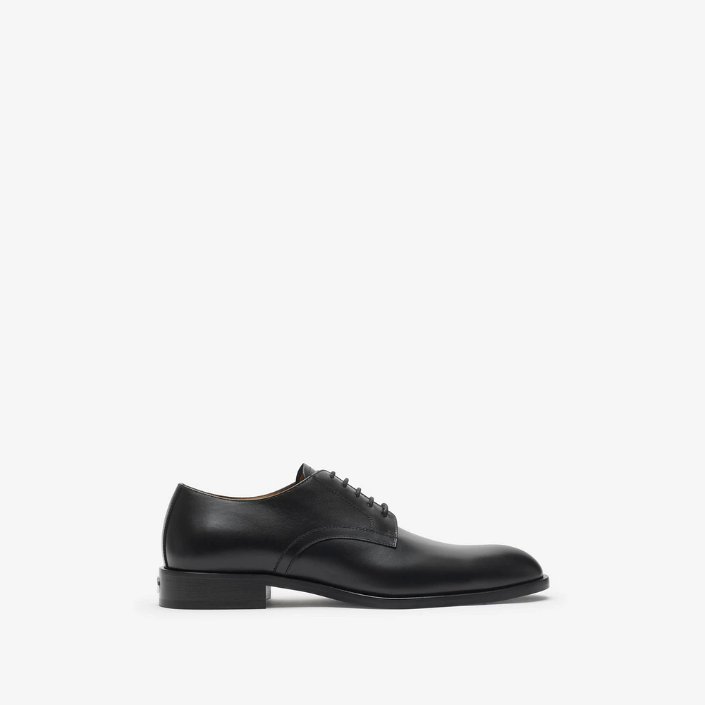 Leather Carlyle Stamp Derby Shoes in Black - Men | Burberry® Official