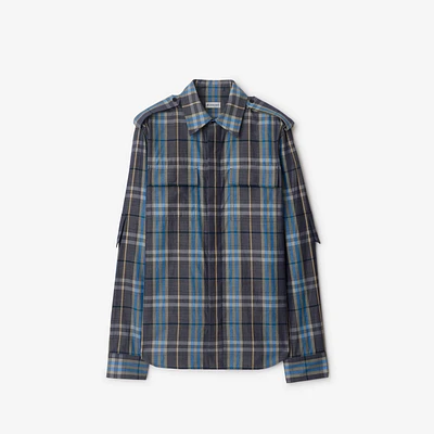 Regular Fit Check Cotton Shirt in Ink - Women | Burberry® Official