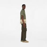 Striped Cotton Polo Shirt in Yew green - Men | Burberry® Official